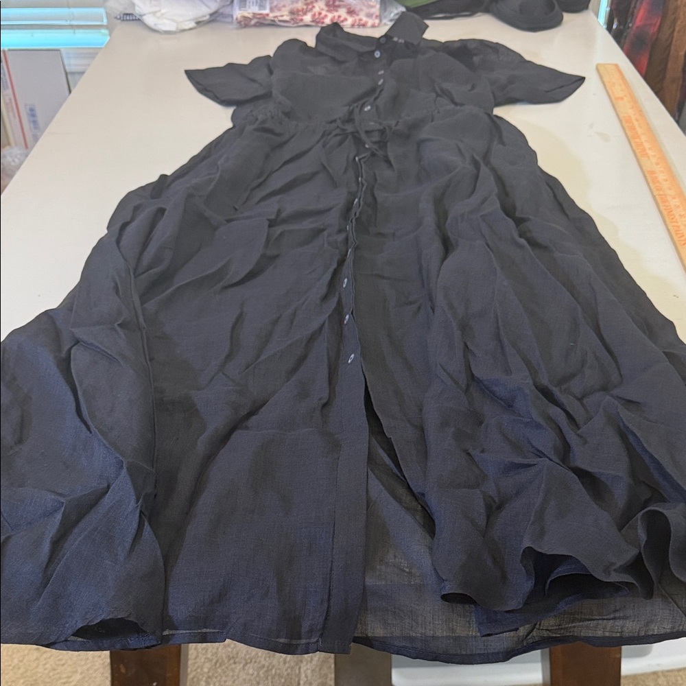 J. Crew Black Button-Front Maxi Shirt Dress - Picture 4 of 10